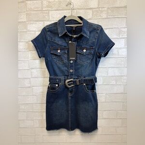 True Religion Western Denim Joyce Belted Dress Size Small